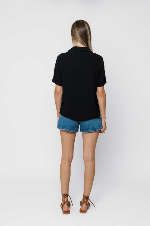 Nina-Roll Cuff Short Sleeve Shirt